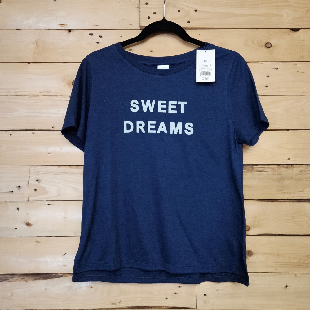 Stars Above Womens Sweet Dreams Sleep Tee Navy Blue XS NWT